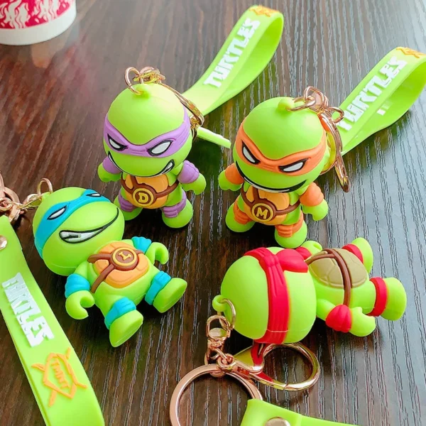 Ninja Turtle Keychain Cartoon Leo Raph Mikey Don PVC+Metal Lightweight