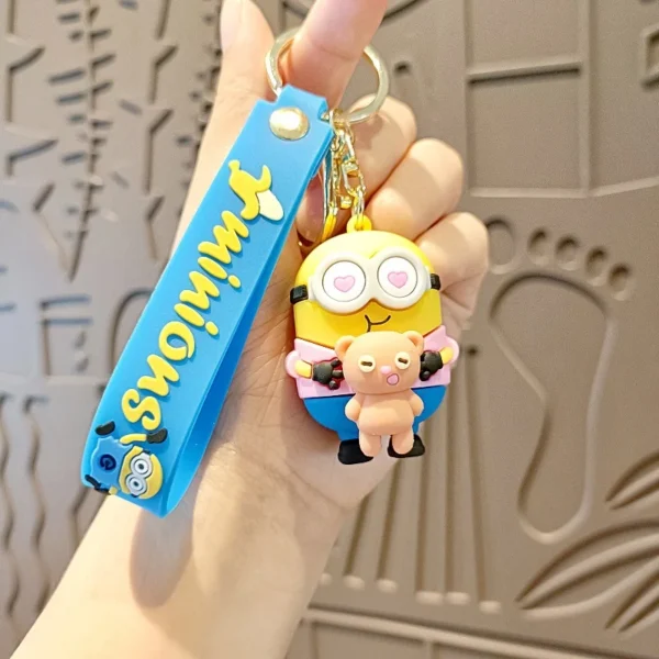 Cartoon Minions Keychain Despicable Me PVC Doll Car Pendant Toy