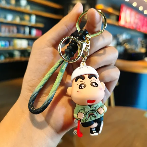 Crayon Shin-chan Keychains Anime Doll Pendant Car Key Ring