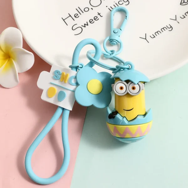 Kawaii Minion Keychains Anime Figures Backpack Pendant Car Key Ring Toy