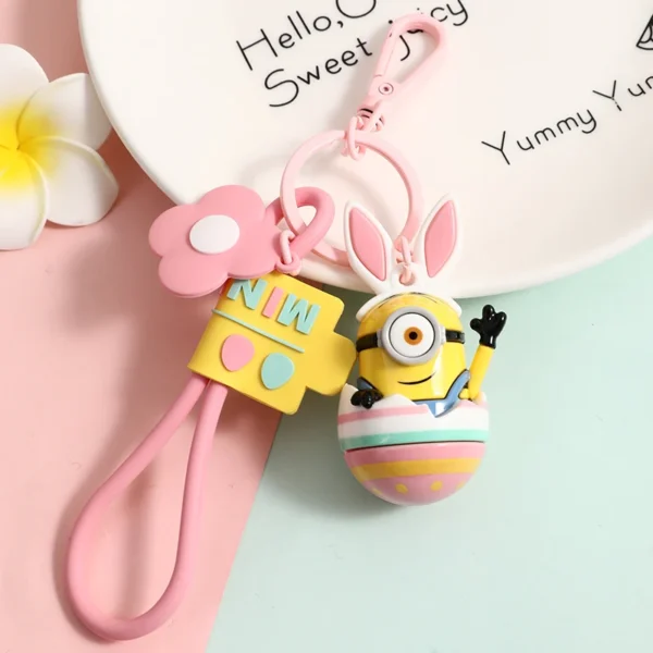 Kawaii Minion Keychains Anime Figures Backpack Pendant Car Key Ring Toy