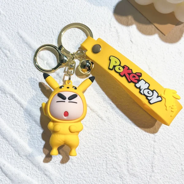 Bandai Anime Crayon Shin-chan Keychains Pikachu Funny Cosplay