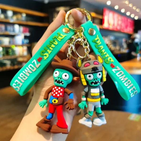 Plants Vs. Zombies Keychain Cartoon Silicone Bag Pendant Toy