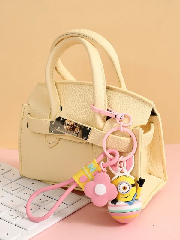 Kawaii Minion Keychains Anime Figures Backpack Pendant Car Key Ring Toy