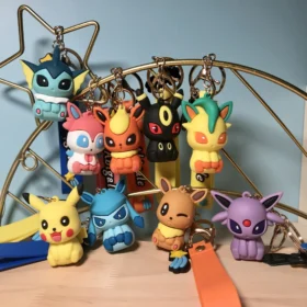 Cartoon Anime Pokemon Keychains - Vaporeon, Eevee, Jolteon, Flareon, 4cm Toys