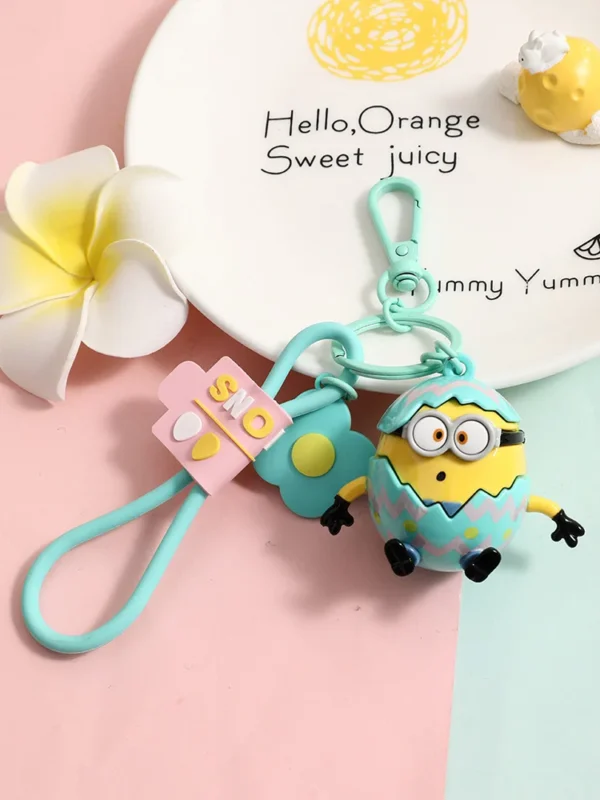 Kawaii Minion Keychains Anime Figures Backpack Pendant Car Key Ring Toy