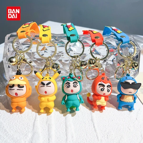 Bandai Anime Crayon Shin-chan Keychains Pikachu Funny Cosplay