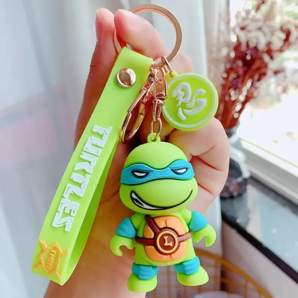 Ninja Turtle Keychain Cartoon Leo Raph Mikey Don PVC+Metal Lightweight