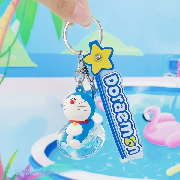 Doraemon Swimming Ring Keychains Cute Doll Floating Fun