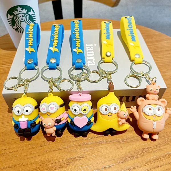 Cartoon Minions Keychain Despicable Me PVC Doll Car Pendant Toy