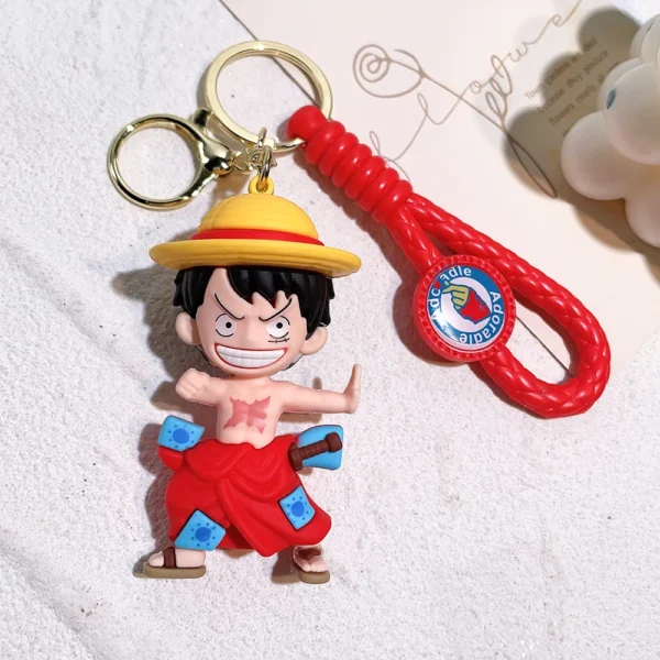 One Piece Keychains Kawaii Luffy Zoro Chopper Figure Keyrings