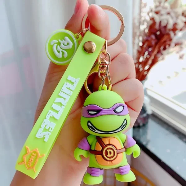 Ninja Turtle Keychain Cartoon Leo Raph Mikey Don PVC+Metal Lightweight