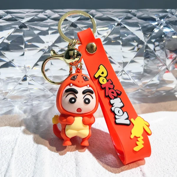 Bandai Anime Crayon Shin-chan Keychains Pikachu Funny Cosplay