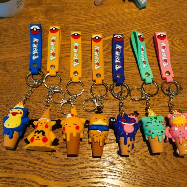 Pokemon Keychains - Pikachu Anime Figures, Kawaii Car Key Rings