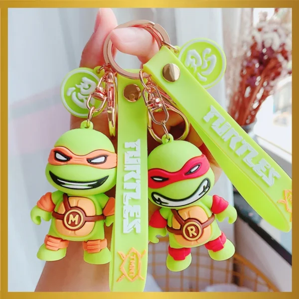 Ninja Turtle Keychain Cartoon Leo Raph Mikey Don PVC+Metal Lightweight