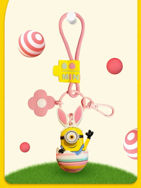 Kawaii Minion Keychains Anime Figures Backpack Pendant Car Key Ring Toy