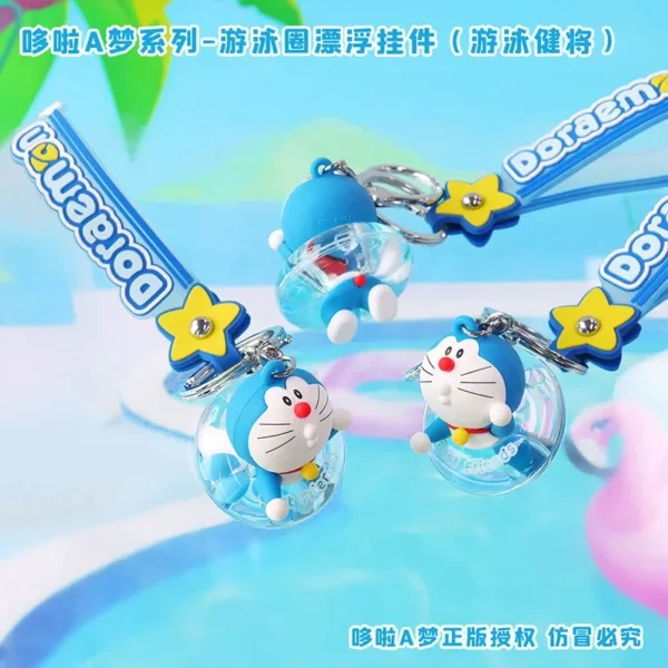 Doraemon Swimming Ring Keychains Cute Doll Floating Fun