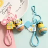 Kawaii Minion Keychains Anime Figures Backpack Pendant Car Key Ring Toy