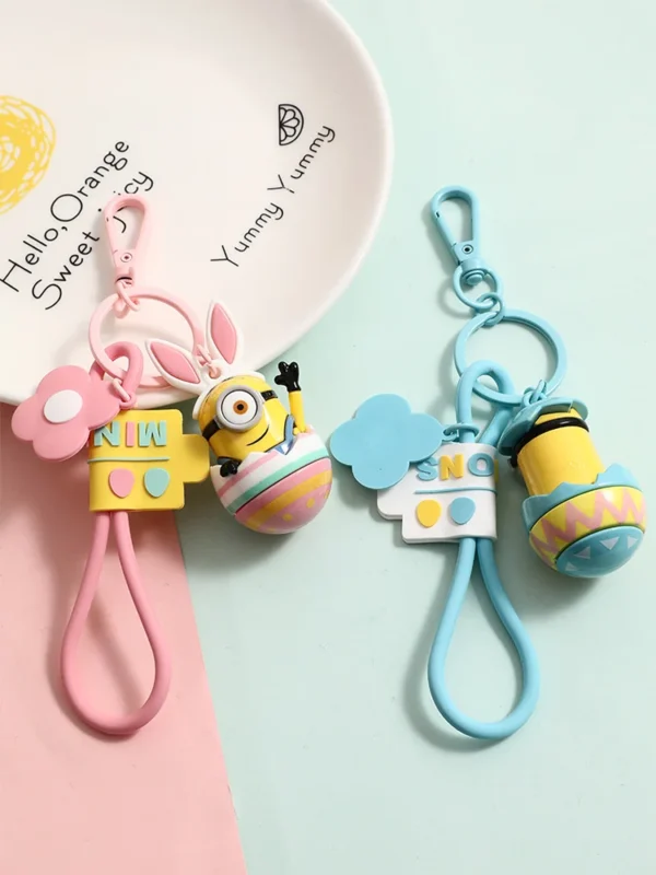 Kawaii Minion Keychains Anime Figures Backpack Pendant Car Key Ring Toy