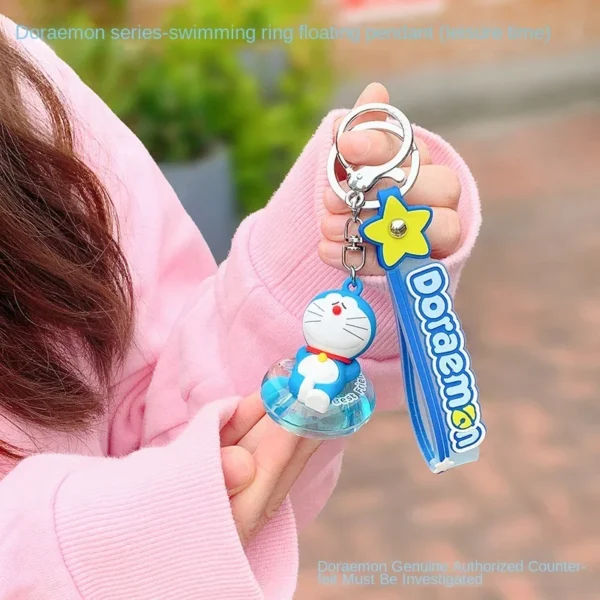 Doraemon Swimming Ring Keychains Cute Doll Floating Fun