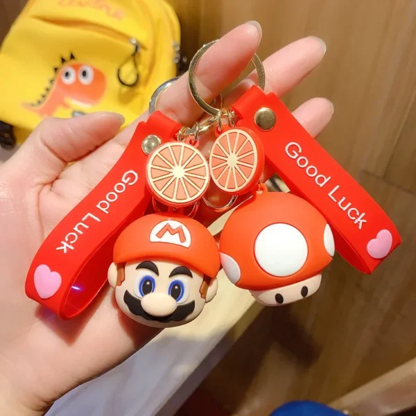 Super Mario Keychains Kawaii Mushroom Toad Anime Figures Cartoon Toys Pendants