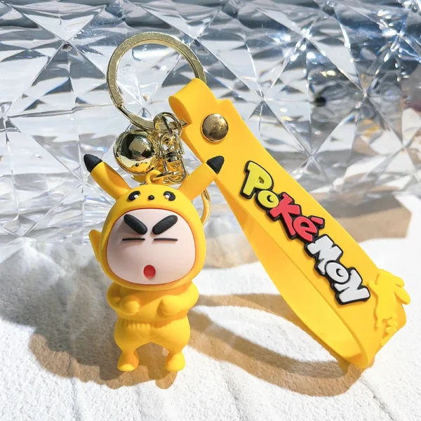 Bandai Anime Crayon Shin-chan Keychains Pikachu Funny Cosplay