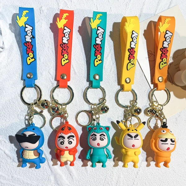 Bandai Anime Crayon Shin-chan Keychains Pikachu Funny Cosplay