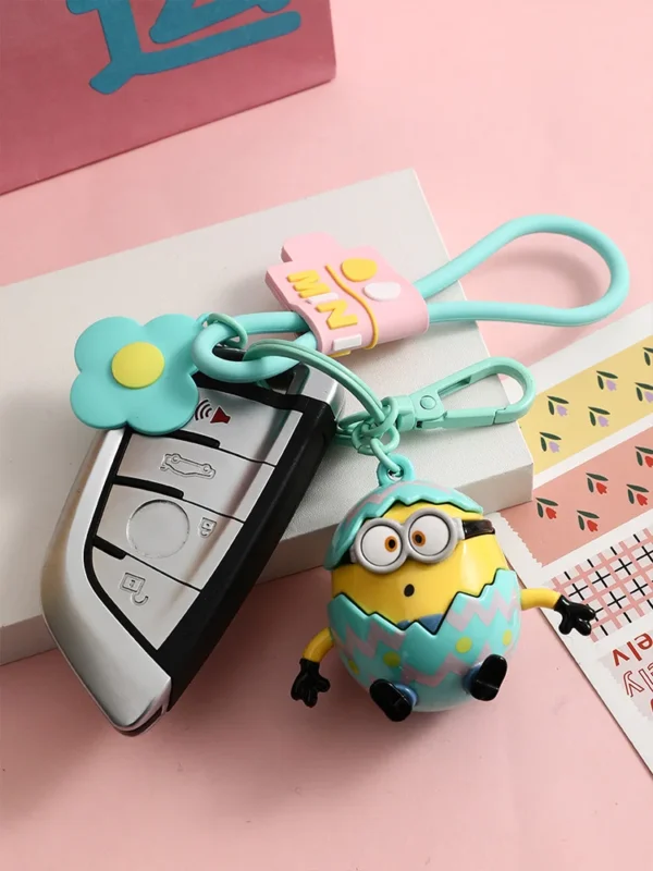 Kawaii Minion Keychains Anime Figures Backpack Pendant Car Key Ring Toy