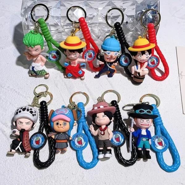 One Piece Keychains Kawaii Luffy Zoro Chopper Figure Keyrings