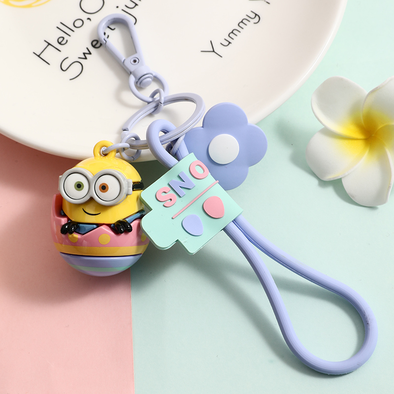 Kawaii Minion Keychains Anime Figures Backpack Pendant Car Key Ring Toy