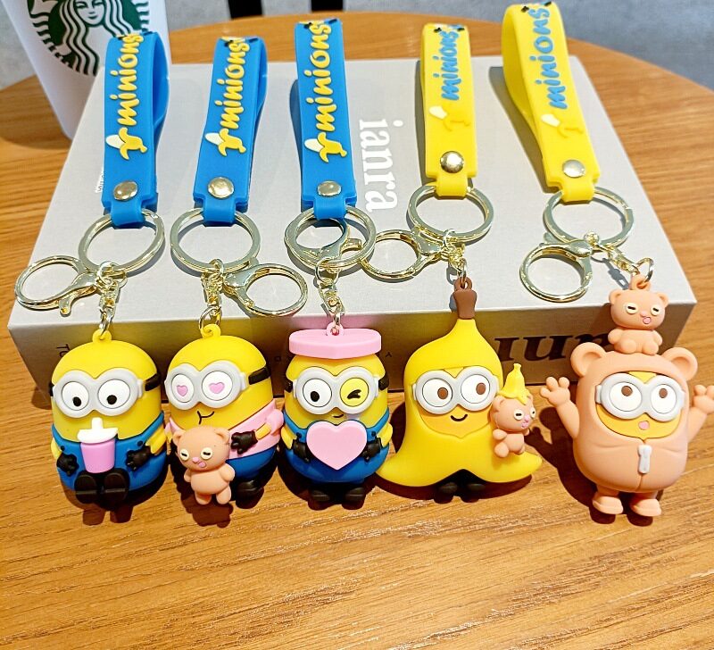 Cartoon Minions Keychain Despicable Me PVC Doll Car Pendant Toy