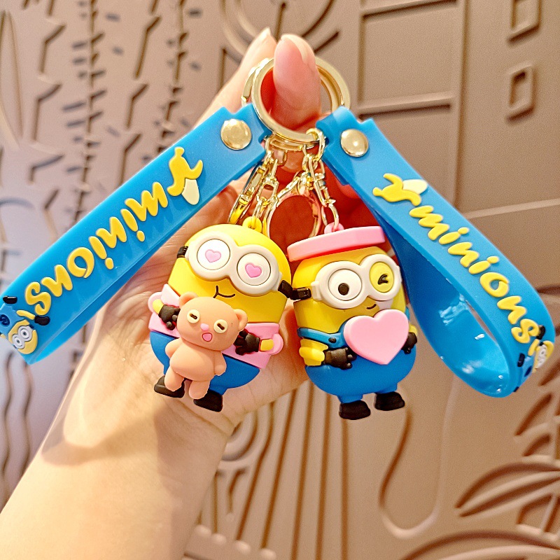 Cartoon Minions Keychain Despicable Me PVC Doll Car Pendant Toy