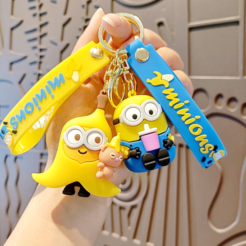 Cartoon Minions Keychain Despicable Me PVC Doll Car Pendant Toy