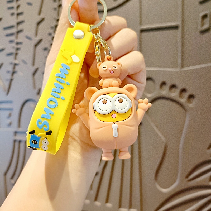 Cartoon Minions Keychain Despicable Me PVC Doll Car Pendant Toy