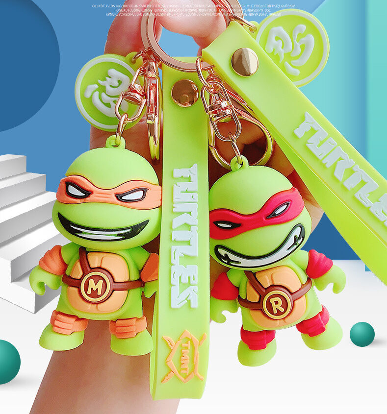 Ninja Turtle Keychain Cartoon Leo Raph Mikey Don PVC+Metal Lightweight