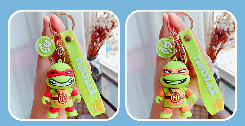 Ninja Turtle Keychain Cartoon Leo Raph Mikey Don PVC+Metal Lightweight