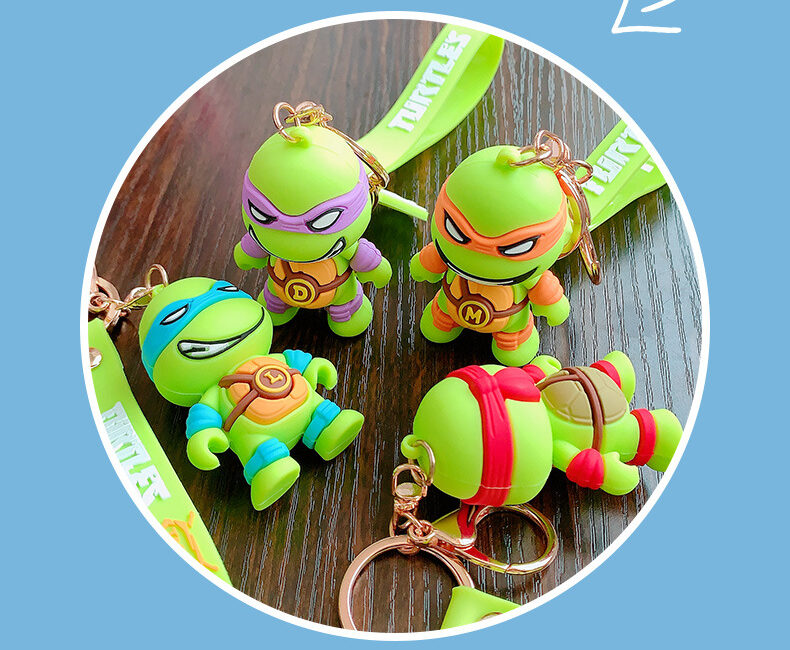 Ninja Turtle Keychain Cartoon Leo Raph Mikey Don PVC+Metal Lightweight