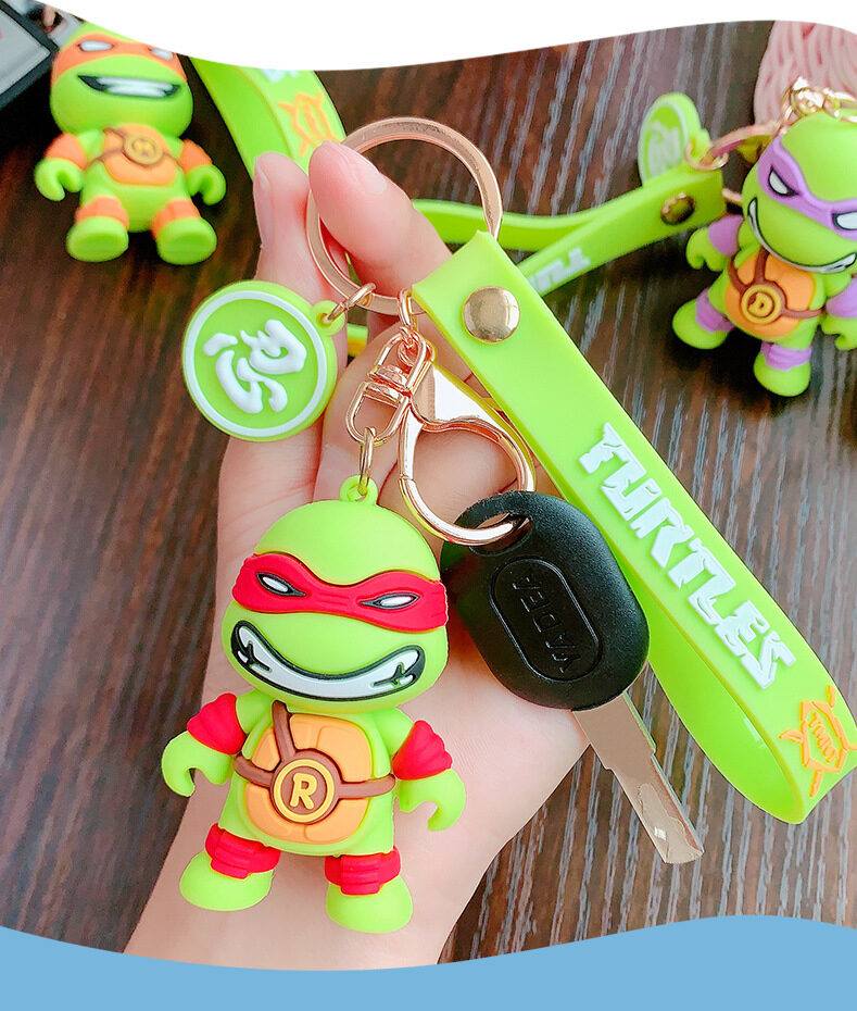 Ninja Turtle Keychain Cartoon Leo Raph Mikey Don PVC+Metal Lightweight