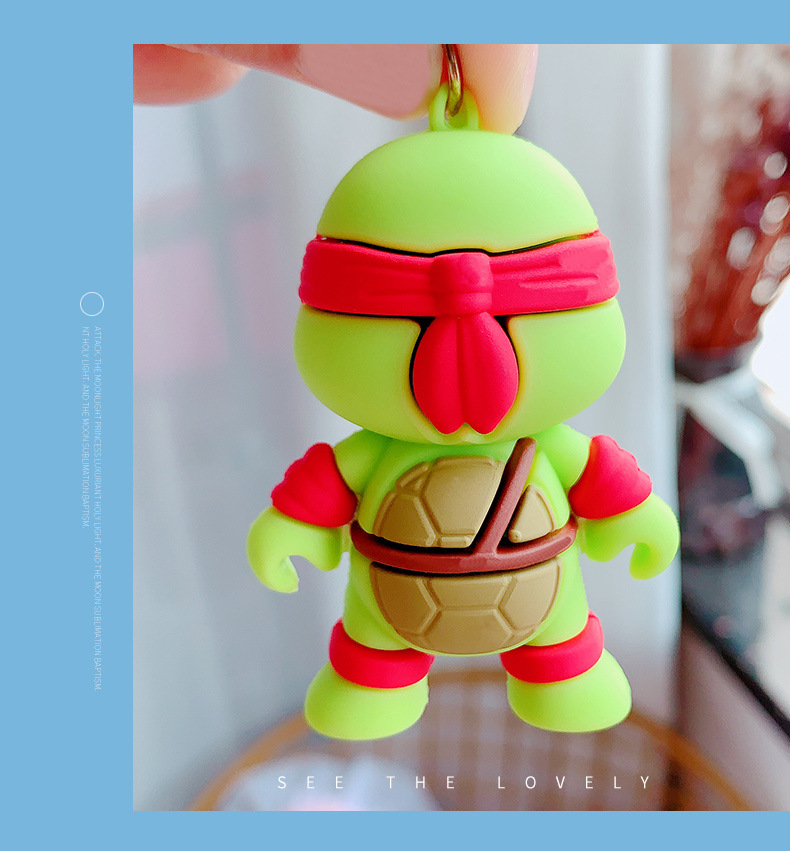 Ninja Turtle Keychain Cartoon Leo Raph Mikey Don PVC+Metal Lightweight