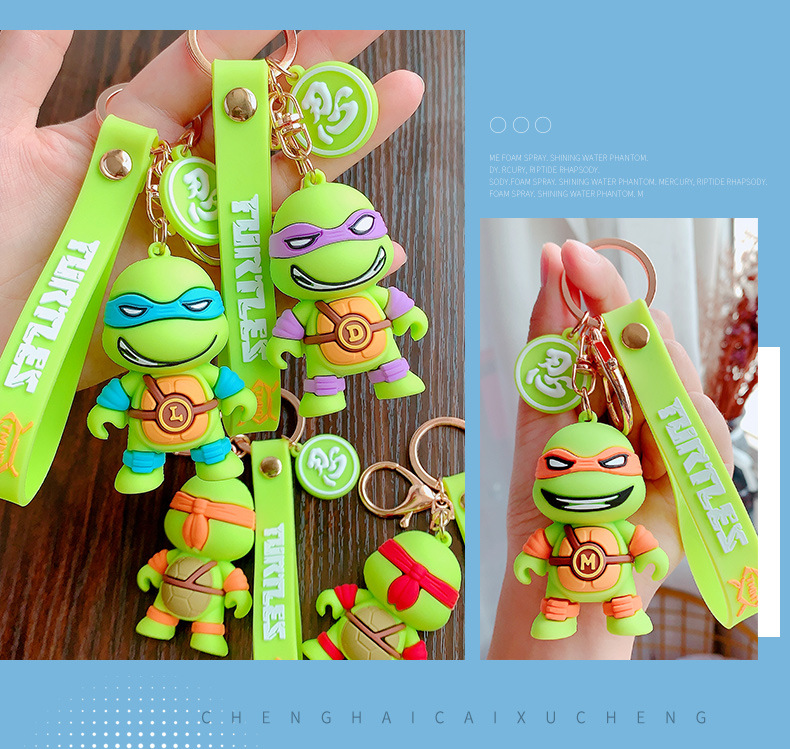 Ninja Turtle Keychain Cartoon Leo Raph Mikey Don PVC+Metal Lightweight