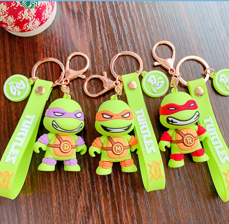 Ninja Turtle Keychain Cartoon Leo Raph Mikey Don PVC+Metal Lightweight