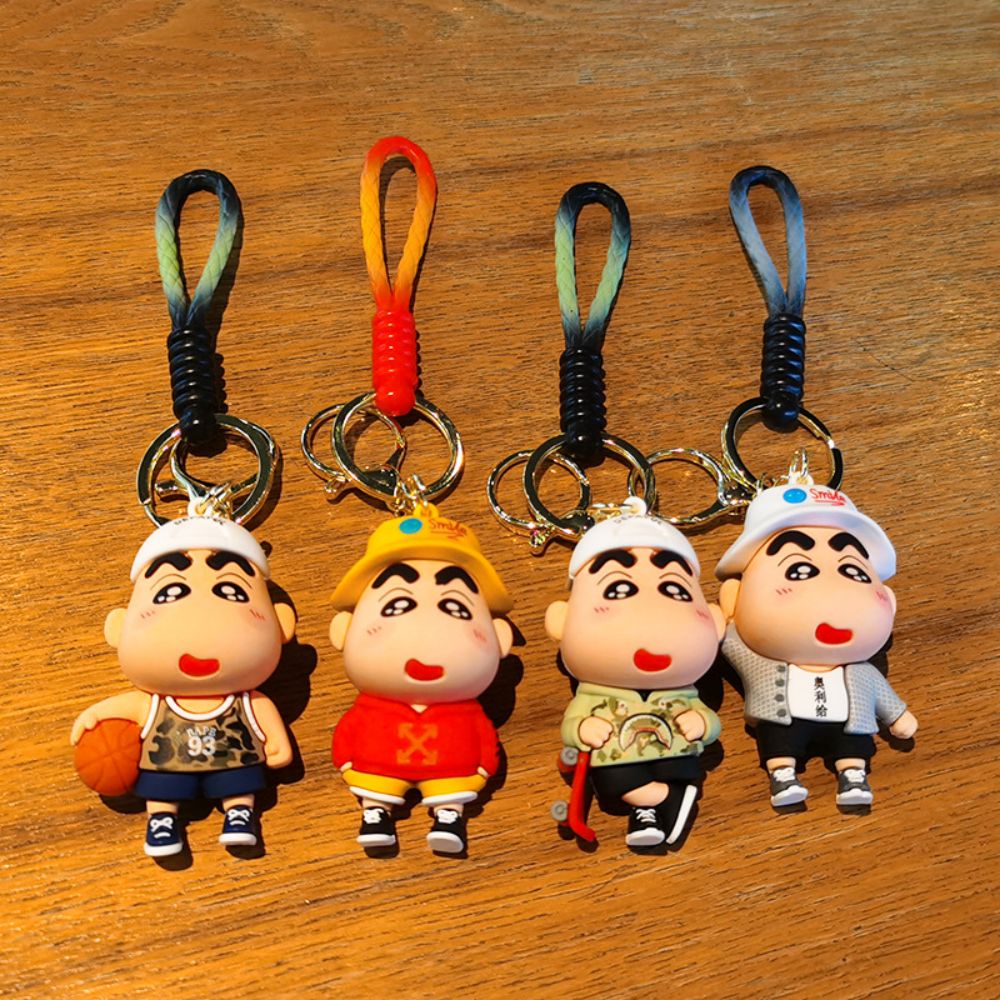 Crayon Shin-chan Keychains Anime Doll Pendant Car Key Ring