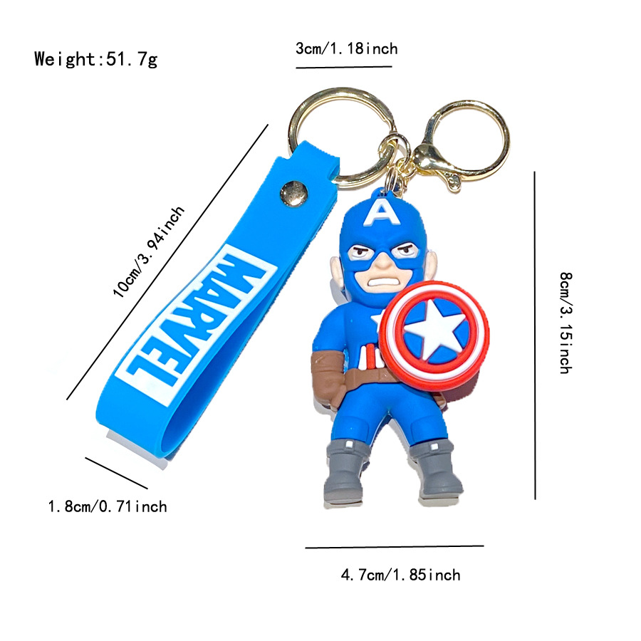 Marvel Superhero Keychains - Iron Man, Spider-Man PVC Cute Key Rings