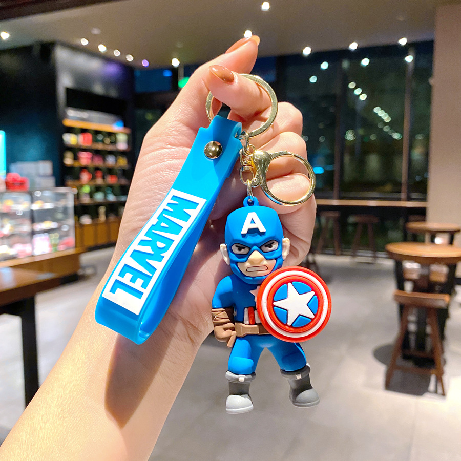 Marvel Superhero Keychains - Iron Man, Spider-Man PVC Cute Key Rings