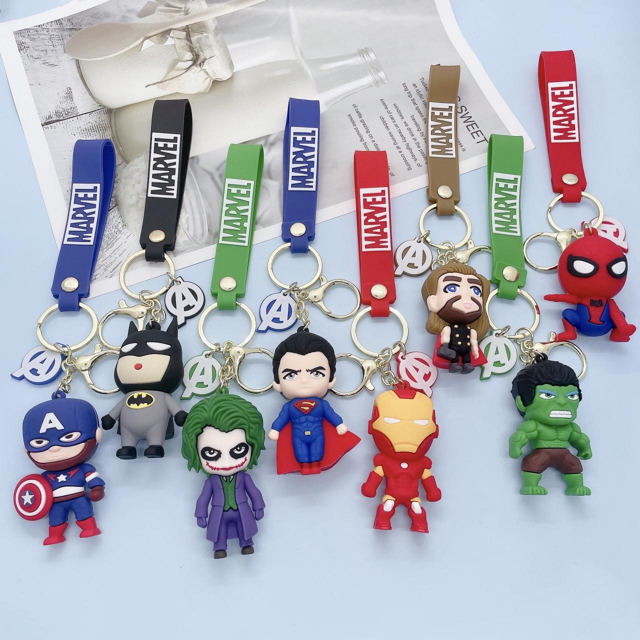 Disney Marvel Avengers Keychains - Creative Spiderman & Captain America Car, Bag Accessories