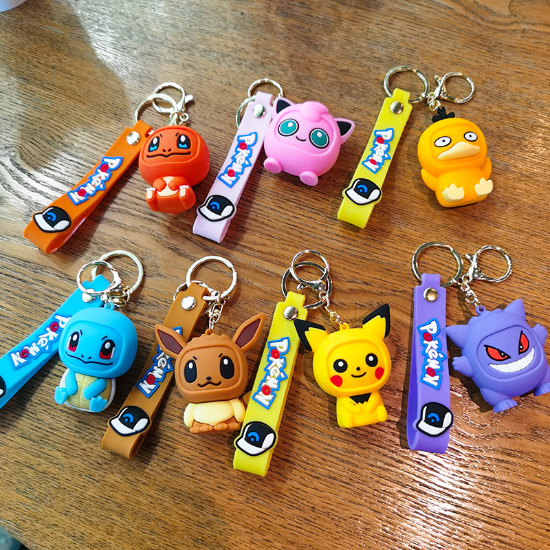 Kawaii Pokemon Keychains - Pikachu, Psyduck, Squirtle, More!