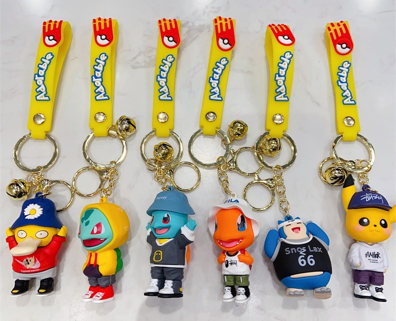 Kawaii Anime Keychains - Pikachu, Snorlax, Trendy Pendants