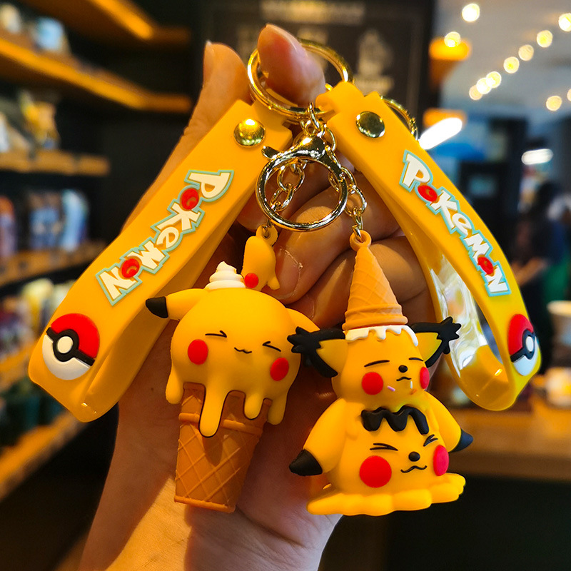 Pokemon Keychains - Pikachu Anime Figures, Kawaii Car Key Rings