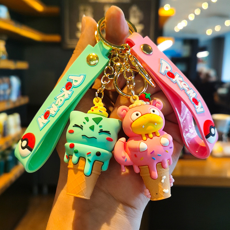 Pokemon Keychains - Pikachu Anime Figures, Kawaii Car Key Rings