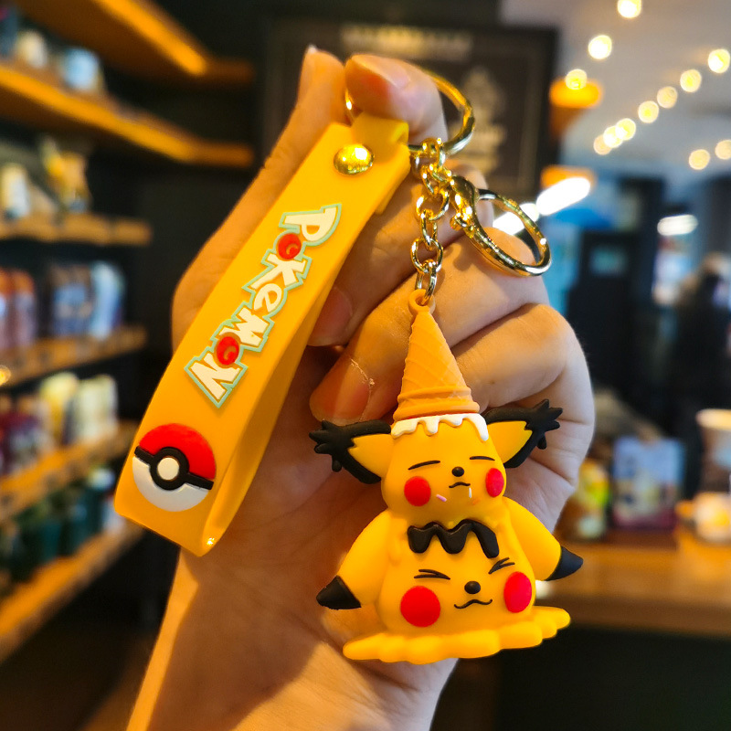 Pokemon Keychains - Pikachu Anime Figures, Kawaii Car Key Rings